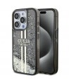 Guess Liquid Glitter Gold Stripes case for iPhone 15 Pro - black