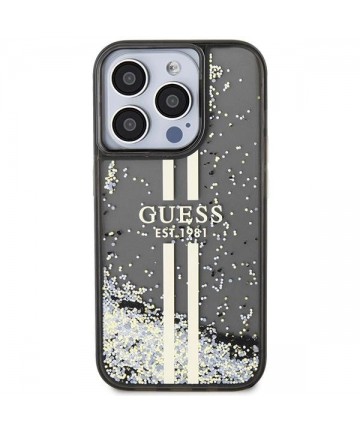 Guess Liquid Glitter Gold Stripes case for iPhone 15 Pro - black