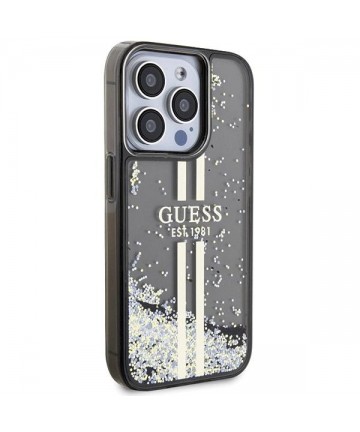 Guess Liquid Glitter Gold Stripes case for iPhone 15 Pro - black