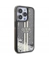Guess Liquid Glitter Gold Stripes case for iPhone 15 Pro - black