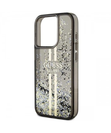Guess Liquid Glitter Gold Stripes case for iPhone 15 Pro - black