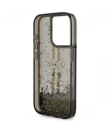 Guess Liquid Glitter Gold Stripes case for iPhone 15 Pro - black