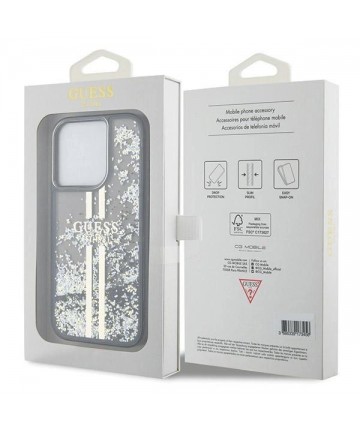 Guess Liquid Glitter Gold Stripes case for iPhone 15 Pro - black