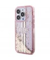 Guess Liquid Glitter Gold Stripes case for iPhone 15 Pro - pink
