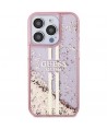 Guess Liquid Glitter Gold Stripes case for iPhone 15 Pro - pink