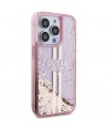 Guess Liquid Glitter Gold Stripes case for iPhone 15 Pro - pink