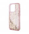 Guess Liquid Glitter Gold Stripes case for iPhone 15 Pro - pink