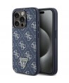 Guess 4G Triangle Metal Logo case for iPhone 15 Pro - blue