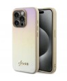 Guess Saffiano Iridescent Script case for iPhone 15 Pro - gold