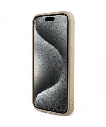 Guess Saffiano Iridescent Script case for iPhone 15 Pro - gold
