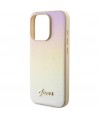Guess Saffiano Iridescent Script case for iPhone 15 Pro - gold