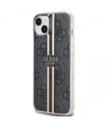 Guess IML 4G Gold Stripe case for iPhone 15 Plus / 14 Plus - black