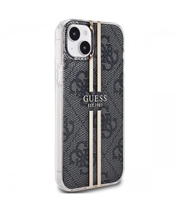 Guess IML 4G Gold Stripe case for iPhone 15 Plus / 14 Plus - black