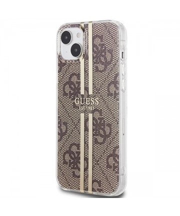 Guess IML 4G Gold Stripe case for iPhone 15 Plus / 14 Plus - brown