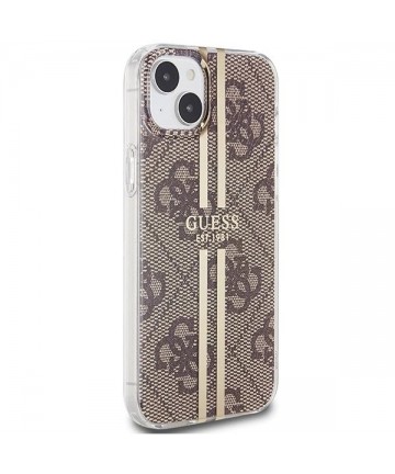 Guess IML 4G Gold Stripe case for iPhone 15 Plus / 14 Plus - brown