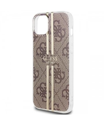 Guess IML 4G Gold Stripe case for iPhone 15 Plus / 14 Plus - brown
