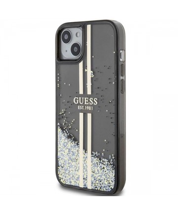 Guess Liquid Glitter Gold Stripes case for iPhone 15 Plus / 14 Plus - black