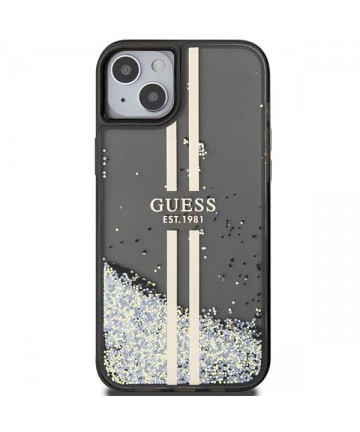 Guess Liquid Glitter Gold Stripes case for iPhone 15 Plus / 14 Plus - black