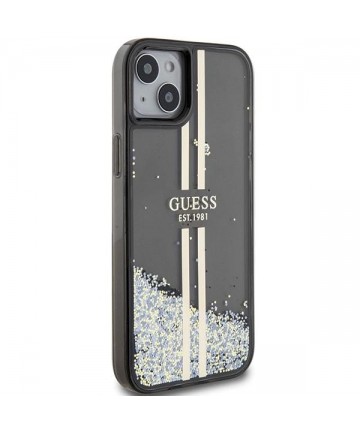 Guess Liquid Glitter Gold Stripes case for iPhone 15 Plus / 14 Plus - black