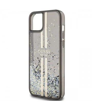 Guess Liquid Glitter Gold Stripes case for iPhone 15 Plus / 14 Plus - black
