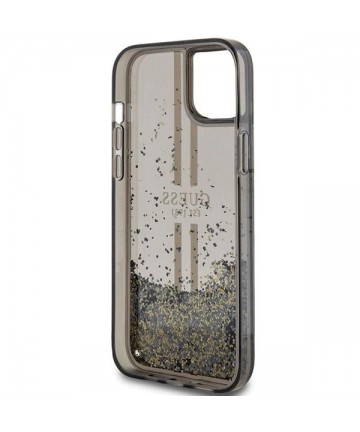 Guess Liquid Glitter Gold Stripes case for iPhone 15 Plus / 14 Plus - black