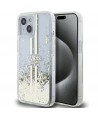 Guess Liquid Glitter Gold Stripes case for iPhone 15 Plus / 14 Plus - transparent