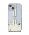 Guess Liquid Glitter Gold Stripes case for iPhone 15 Plus / 14 Plus - transparent