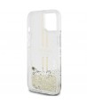 Guess Liquid Glitter Gold Stripes case for iPhone 15 Plus / 14 Plus - transparent