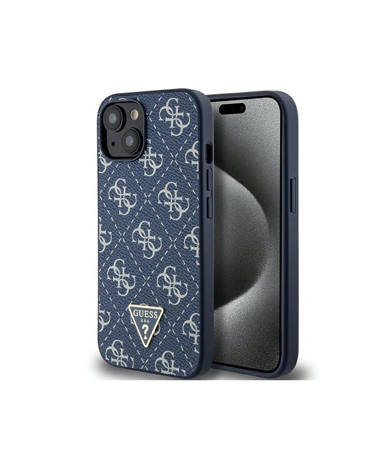 Guess 4G Triangle Metal Logo case for iPhone 15 Plus / 14 Plus - blue