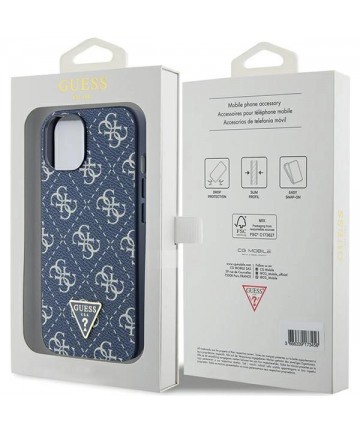Guess 4G Triangle Metal Logo case for iPhone 15 Plus / 14 Plus - blue