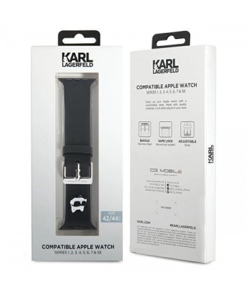 Karl Lagerfeld 3D Rubber Choupette Head Strap for Apple Watch 42/44/45/49mm - Black