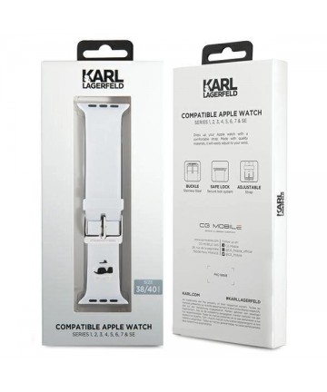 Karl Lagerfeld 3D Rubber Choupette Heads Strap for Apple Watch 38/40/41mm - White