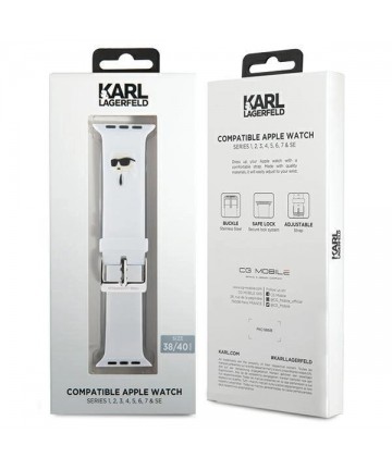 Karl Lagerfeld 3D Rubber Karl Head strap for Apple Watch 38/40/41mm - white