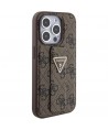 Guess Grip Stand 4G Triangle Strass case for iPhone 15 Pro - brown