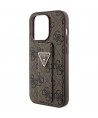 Guess Grip Stand 4G Triangle Strass case for iPhone 15 Pro - brown