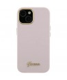 Guess Silicone Script Metal Logo & Frame case for iPhone 15 Pro - pink