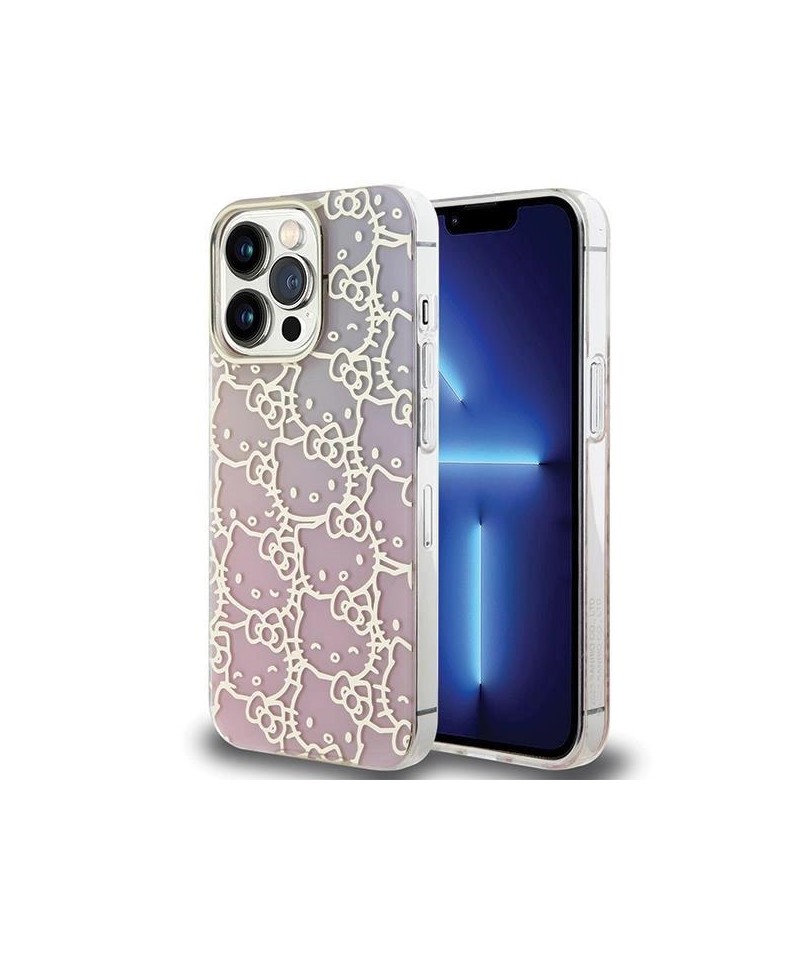 Hello Kitty IML Gradient Electrop Crowded Kitty Head Case for iPhone 14 Pro - Pink