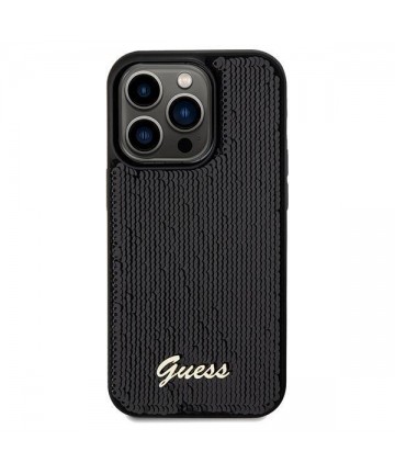 Guess Sequin Script Metal case for iPhone 14 Pro - black