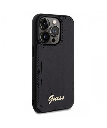 Guess Sequin Script Metal case for iPhone 14 Pro - black