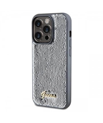 Guess Sequin Script Metal case for iPhone 14 Pro - silver