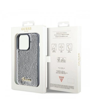 Guess Sequin Script Metal case for iPhone 14 Pro - silver
