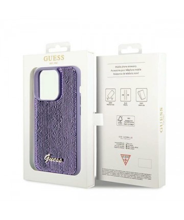 Guess Sequin Script Metal case for iPhone 14 Pro - purple