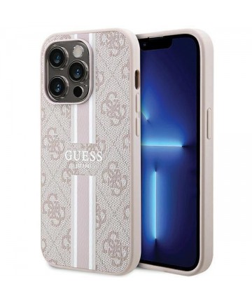 Guess 4G Printed Stripes MagSafe case for iPhone 15 Pro - pink
