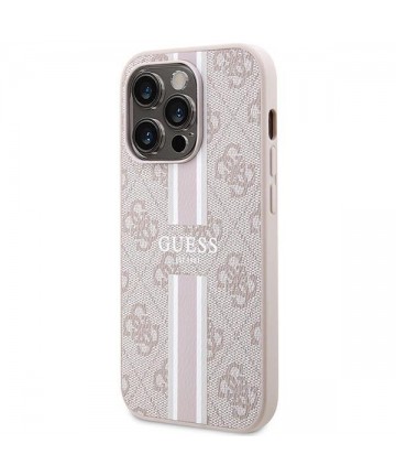 Guess 4G Printed Stripes MagSafe case for iPhone 15 Pro - pink
