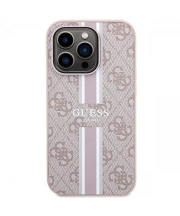 Guess 4G Printed Stripes MagSafe case for iPhone 15 Pro - pink