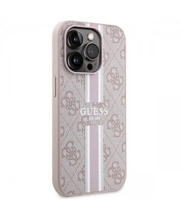 Guess 4G Printed Stripes MagSafe case for iPhone 15 Pro - pink