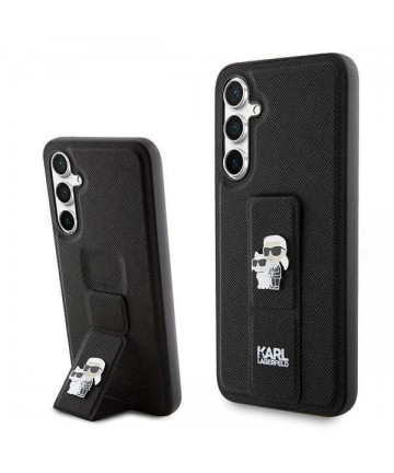 Karl Lagerfeld Gripstand Saffiano Karl&Choupette Pins case for Samsung Galaxy S23 FE - black