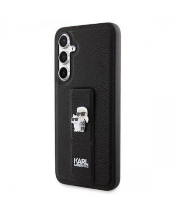 Karl Lagerfeld Gripstand Saffiano Karl&Choupette Pins case for Samsung Galaxy S23 FE - black