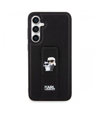 Karl Lagerfeld Gripstand Saffiano Karl&Choupette Pins case for Samsung Galaxy S23 FE - black