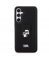 Karl Lagerfeld Gripstand Saffiano Karl&Choupette Pins case for Samsung Galaxy S23 FE - black